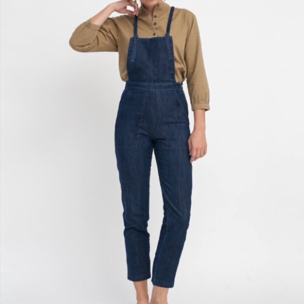 Loup Knot Overalls - Cropped - Dark Indigo Blue - Size L